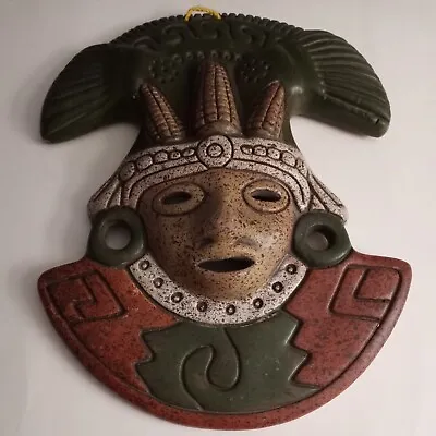 Aztec Mayan Maize Corn God Terra Cotta Clay Mask Mexico Hanging Wall Decor • $33.98