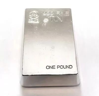 1 Pound Tin Bar 1 Lb .999 Fine Bullion 99.9% Tin Made In The USA • $79