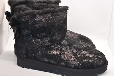 UGG Classic Mini Bailey Fur Boots Size US 9 Womens 1125795 Black Sparkle • $67.96