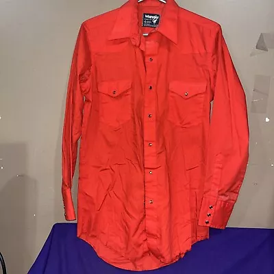 Vintage Wrangler Western Red Snap Button Shirt 15x32 Long Tail • $16.50