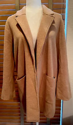 J. CREW Ella Camel Wool Blend Knit Open Front Long Cardigan Sweater Sz L  P17503 • $69.99