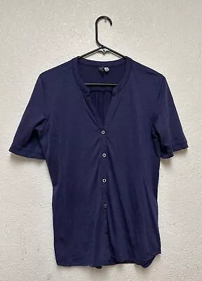 Ibex Women’s Purple Button Up Front Merino Wool Top  Sz M  *FLAWS* Read • $27