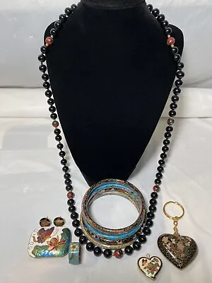 Vintage Cloisonné Jewelry Lot 11Pc Necklace Earrings Bracelets FROM A ESTATE • $60