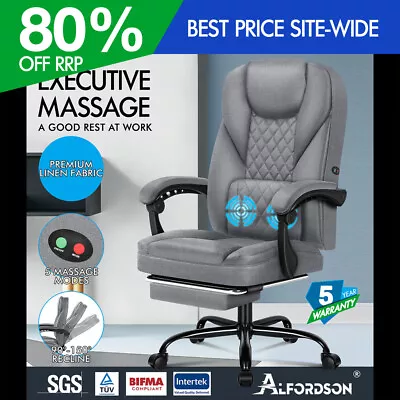 ALFORDSON Massage Office Chair Executive Fabric Seat Gaming Recliner Computer • $129.95