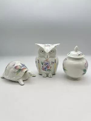 £24.99 • Buy Aynsley Little Sweetheart Fine English Bone China Owl Turtle Trinket Pot Jar Set
