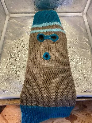 Ski Mask Balaclava Brown/Teal/Blue 3 Hole Wool Winter Beanie HandMade  • $20