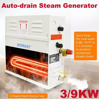 3KW/9KW Auto Drain Steam Generator Shower Sauna Bath Home Spa Waterproof Control • $369.99