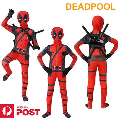 Kids Deadpool Costume Superhero Boys Halloween Bookweek Xmas Spidermen Cosplay • $20.59