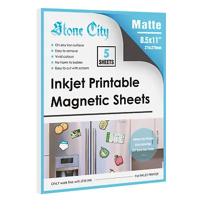 Printable Magnet Sheets Magnetic Photo Paper 8.5x11 Matte Inkjet Laser Cricut 5P • $10.95