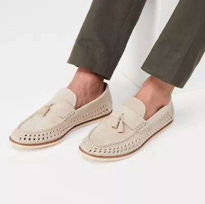 NEXT Men’s Cream Woven Tassel Loafers Shoes Size 11 • £12.99
