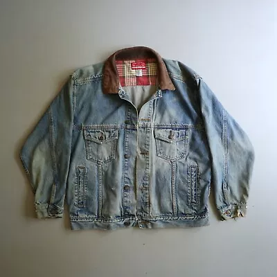 VINTAGE Marlboro Country Store Jacket Mens Large Blue Denim Jean Trucker Western • $68