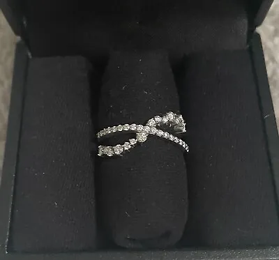 Penny Preville 18K Stardust Diamond Criss Cross Ring Sz 6 White Gold • $2150