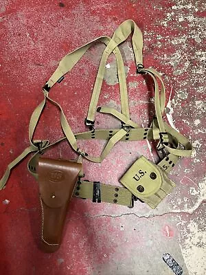 WW2 M1 Garand M1923 Khaki Cartridge Belt M1936 Suspenders M1942 First Aid Pouch • $59.99