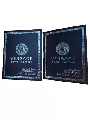 2 X VERSACE POUR HOMME EAU DE TOILETTE Natural Spray - 0.03oz 1ml Free Shipping • $9.98