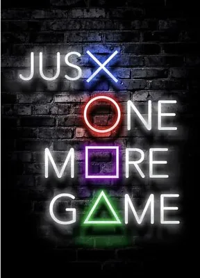 Gaming Canvas Print Just One More Game Gamer Unframed • £5.99