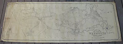 Rare Antique 1915 Rh Whiting Town Of Weymouth Massachusetts Walker Wall Map • $562.50