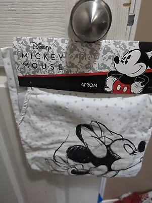 Disney Minnie And Mickey Mouse Apron White Black Kitchen Tie Back • $20