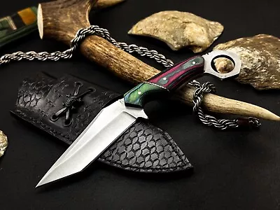 8  Full Tang D-2 Steel Hunting Tactical Tanto Karambit Knife Wood W/ Sheath • $4.25