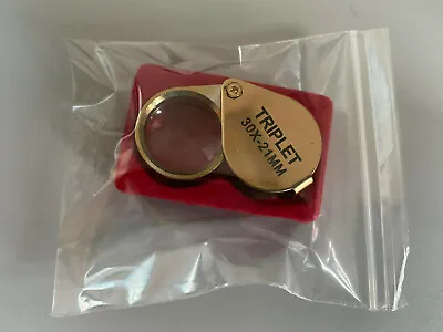 30 X 21mm Triplet Glass Jeweller Loupe Eye Magnifying No BoxGold Colour UK Sell • £3.49