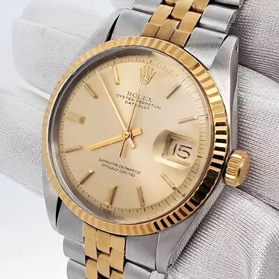 Rolex Datejust 36mm 2-Tone Champagne Dial Yellow Gold/Steel Watch 1601 • $4600