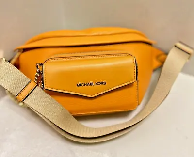 Michael Kors Maisie Large Pebbled Leather 2 In 1 Sling Fanny Pack Belt Bag Cider • $115