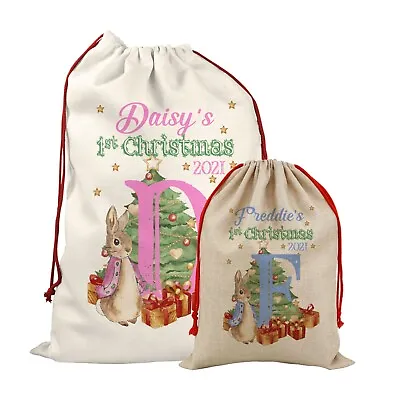 £8.99 • Buy Personalised Childrens Christmas Sack Present Stocking Kid Gift Bag Rabbit First