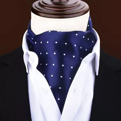 Mens Classic Formal Polka Dots Cravat Ascot Tie Scarves Wedding Party Necktie • £6.40