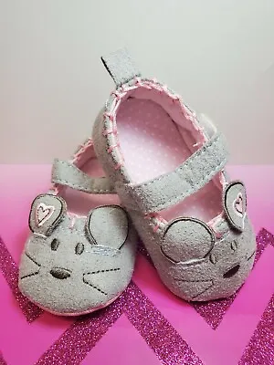 Baby Mouse Shoes/Baby Soft Crib Mouse Shoes/Prewalker Crib Gray Mouse Shoes  • $8