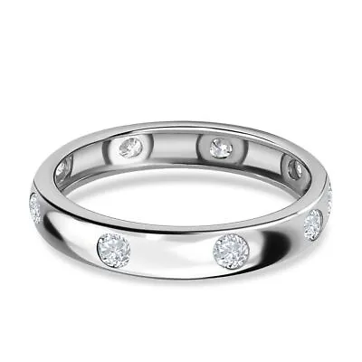 TJC 0.41ct Moissanite Band Ring For Women In Platinum Over Silver • £26.99