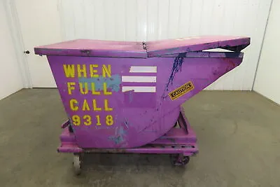 Wright 10099 Self Dumping Hopper 3/4 Yard Forklift Dumpster Casters Lid Purple • $949.99