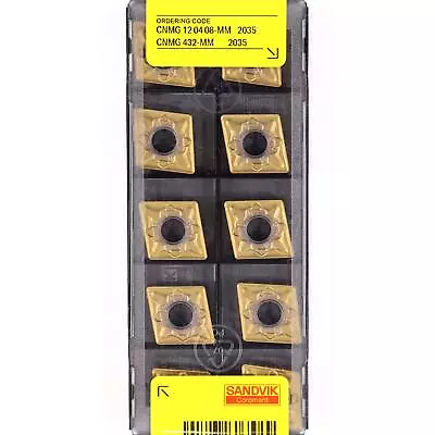 10 SANDVIK CNMG 120408-MM - Grade 2035 CNC Lathe Coated Carbide Turning Inserts • £49.95