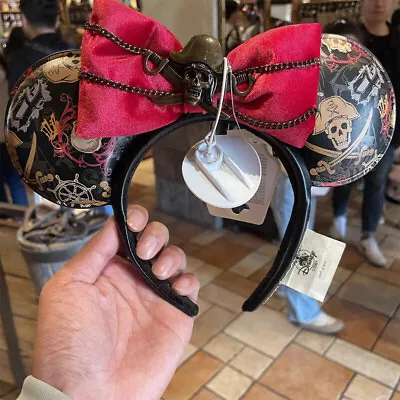 2024 Authentic Disney Pirates Of The Caribbean Red Bow Minnie Ears Headband • $36.98