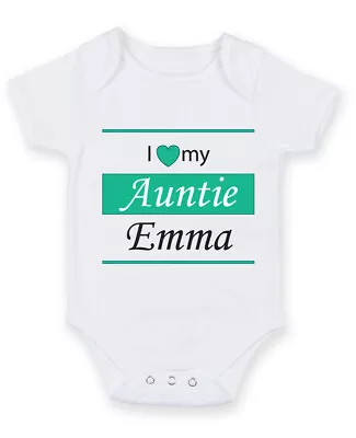 I Love My Auntie (Name) Vintage 1 PERSONALISED BABYGROW VEST ROMPER GIFT PRESENT • £5.99