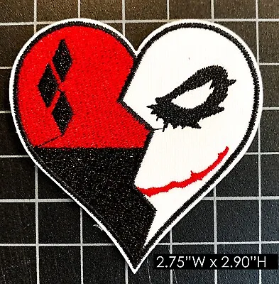 DC Comics: Harley Quinn / Joker Heart Embroidered Iron On Patch • $4.75