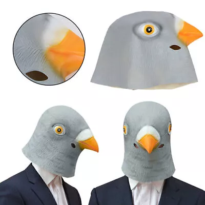 AU Pigeon Head Mask Creepy Animal Halloween Costume Theater Prop Latex Toy Party • $14.99