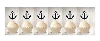 £2.99 • Buy Cup-cake Toppers, Anchor's Black Glitter Card, Birthday, 6 Pieces Per Set Unisex