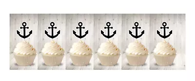 £2.99 • Buy Cup-cake Toppers, Anchor's Black Glitter Card, Birthday, 6 Pieces Per Set Unisex