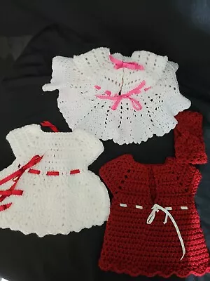 Crochet  Preemie Baby Girl Dresses Set Of 3. • $45.99