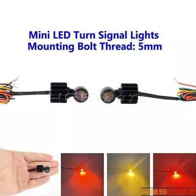 2X Mini Motorcycle LED Turn Signals Blinker Tail Light Indicator Amber/Red Lamp • $30.45