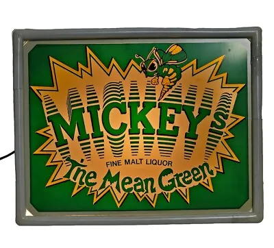 VTG 1984 Mickeys Fine Malt Liquor  The Mean Green  Lighted Beer Sign • $189.99