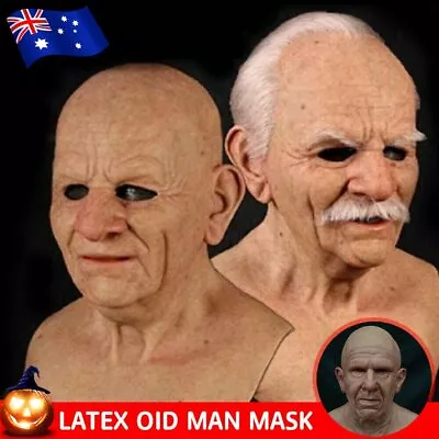 Latex Old Man Mask Male Disguise Realistic Masks Cosplay Costume Halloween Party • $28.48