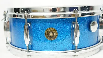 Gretsch 4157 Round Badge Snare 5x14 - Blue Sparkle 1960s 14x5.5 • $650