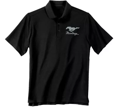 Performance Polo Mustang Running Horse In Black - Quality Embroidered Apparel! • $74.17