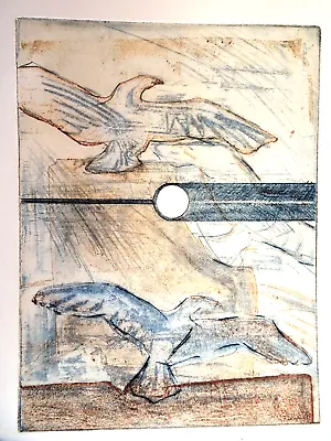 £17.35 • Buy Beautiful And Rare Color Etching Two Birds Signed Norbert Mack 1970