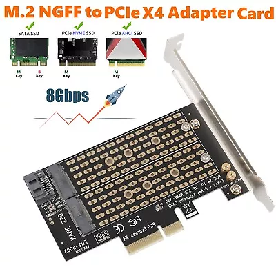 M.2 NGFF To Desktop PCIe X4 X8 X16 NVMe SATA Dual SSD PCI Express Adapter Card • $9.98