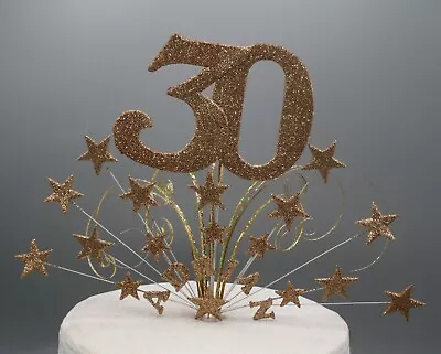 Cake Topper Birthday Cake Decoration 18th 21st 30th 40th 50th Stars On Wires 005 • £14.99