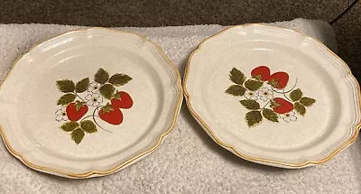 2 Mikasa Strawberry Festival Pattern Dinner Plates 1970s 10.5 Inch Set Of 2 • $20