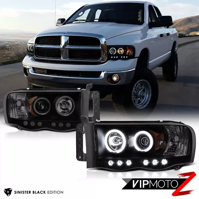 LIMITED [SINISTER BLACK] 2002-2005 Dodge Ram 1500 2500 3500 CCFL Halo Headlights • $179.64