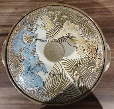 M&J Mosse Salt Glazed Stoneware - Large Lidded Serving Dish With Unicorn And... • £75