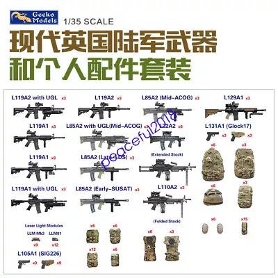 Gecko 1/35 Modern British Army Weapons And Personal Accessories Kit 35GM0026 • $20.89